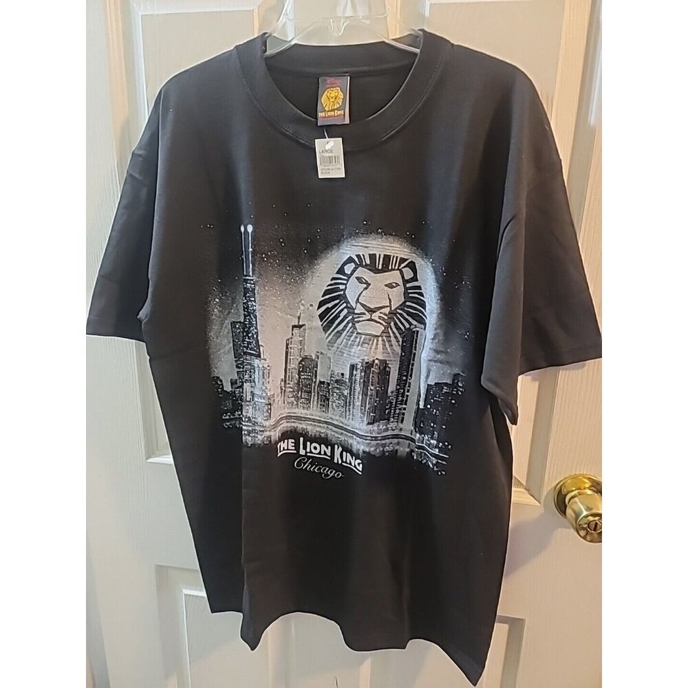 Vintage NWT Y2K Lion King Broadway Musical Chicago Skyline Glitter Black Large